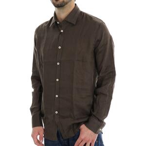 CAMICIA IN LINO MARRONE